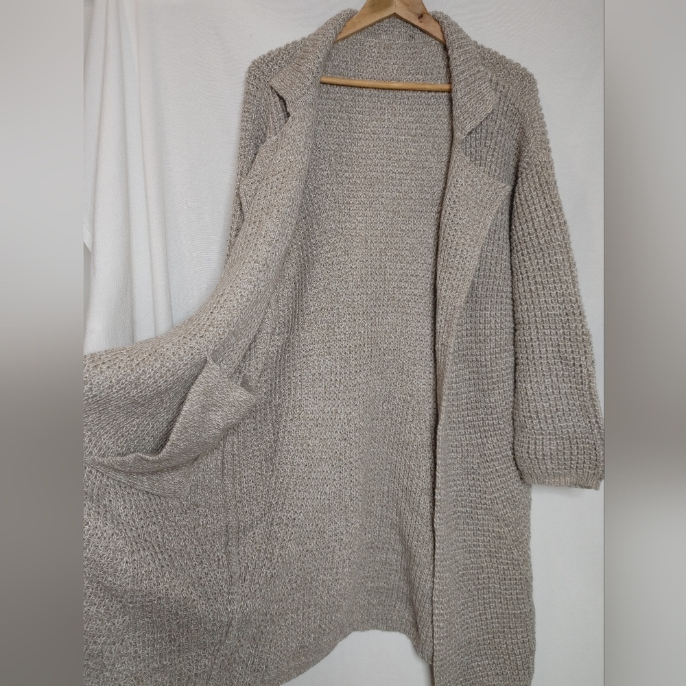 Pendleton EMERY CARDIGAN Coatigan Longline Tan Mix Beige Neutral wool alpaca L - Picture 5 of 10